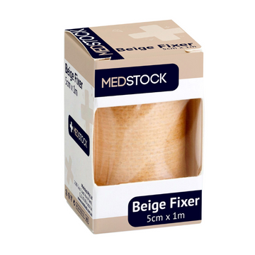 Medstock Fabric Roll Beige Fixer 5cm x 1m 1 Roll