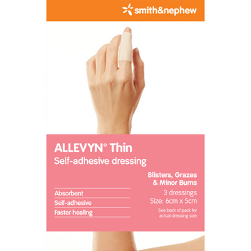 ALLEVYN Thin Self-Adhesive Dressing 6cm x 5cm 3 Pack