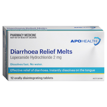 APO HEALTH Diarrhoea Relief Melts 12 Tablets