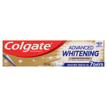 Colgate Advanced Whitening Tartar Control Toothpaste with Micro-Cleansing Crystals 115g