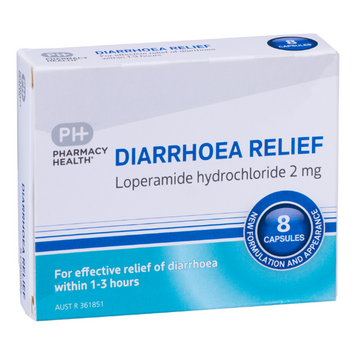 PHARMACY HEALTH Diarrhoea Relief 2mg 8 Capsules