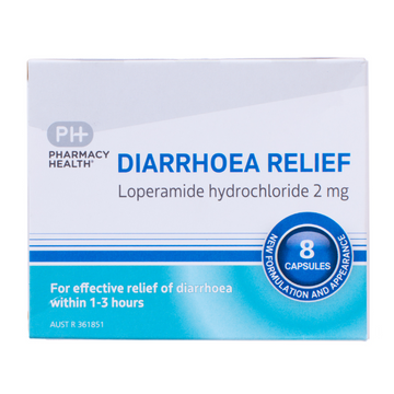 PHARMACY HEALTH Diarrhoea Relief 2mg 8 Capsules