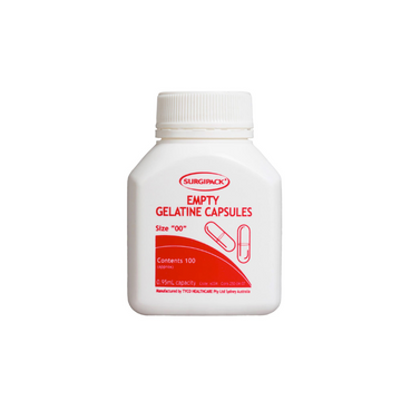 SurgiPack Empty Gelatine Size 00 100 Capsules
