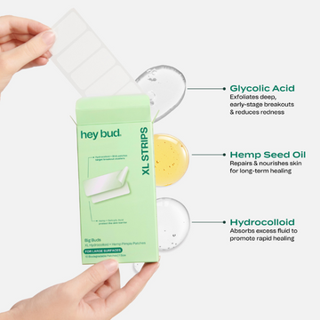 Hey Bud Hydrocolloid + Hemp XL Pimple Strips 10 Patches