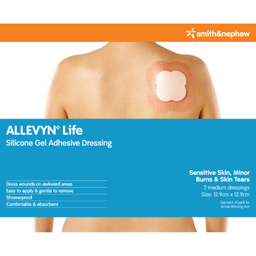 ALLEVYN Life Silicone Gel Adhesive Dressing 12.9cm x 12.9cm 2 Pack