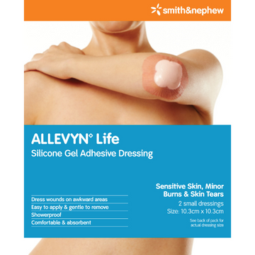 ALLEVYN Life Silicone Gel Adhesive Dressing 10.3cm x 10.3cm 2 Pack