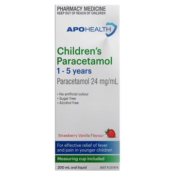 APO HEALTH Paracetamol Children's Paracetamol 1 to 5 yrs Bottle 200mL
