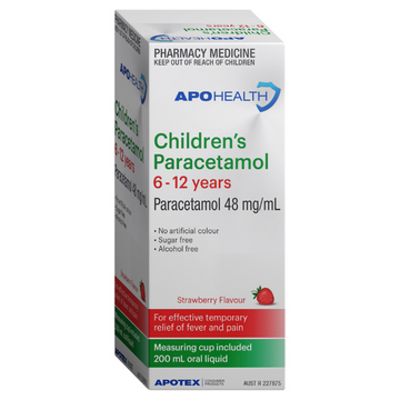 APO HEALTH Paracetamol Children's Paracetamol 6 to 12 yrs Bottle 200mL