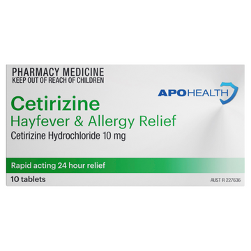 APO HEALTH Cetirizine Hayfever Allergy Relief 10mg Blister Pack 10 Tablets
