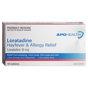 APO HEALTH Loratadine Loratadine Hayfever Allergy Relief Blister Pack 10 Tablets
