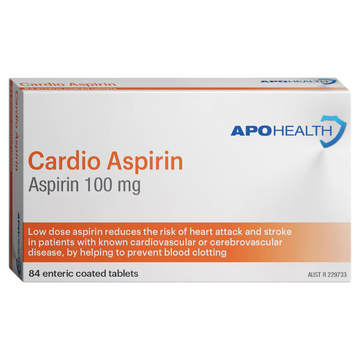 APO HEALTH Cardio Aspirin 100mg Blister Pack 84 Tablets
