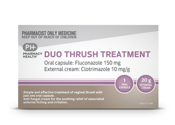 PHARMACY HEALTH Duo Thrush Treatment S3 Fluconazole 150g Capsule Clotrimazole 10mg/g Cream