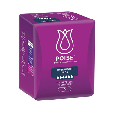 Poise Over Night Pad 4 Pk (32 pieces) - ONE CARTONS