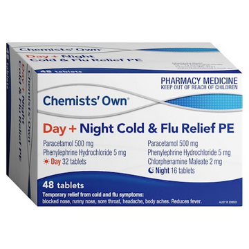 Chemists' Own Day + Night Cold & Flu Relief PE Tablets 48