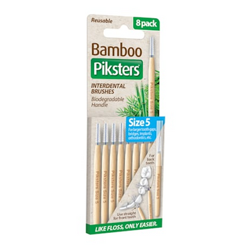 Piksters Bamboo Interdental Brushes Blue Size 5 | 8-Pack Eco Floss Brushes
