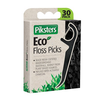 Piksters Charcoal-Infused Eco Floss Picks | 30 Pack