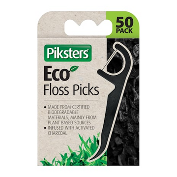 Piksters Charcoal-Infused Eco Floss Picks | 50 Pack