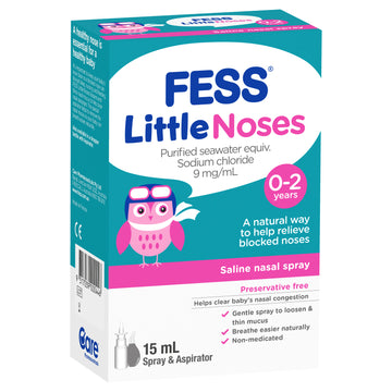 Fess Little Noses Saline Nose Spray + Aspirator Blocked Sinus Decongestant 15mL