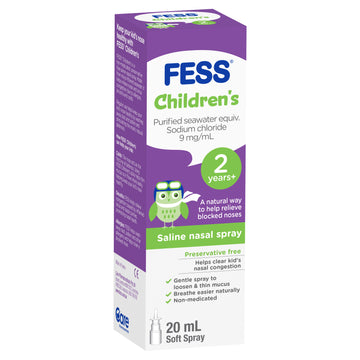 Fess Nasal Saline Solution Spray Relieves Kids Sinus Allergies Decongestant 20mL