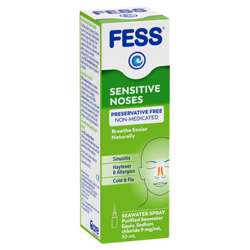 Fess Seawater Nasal Sensitive Blocked Nose Sinusitis Decongestant Spray 30mL