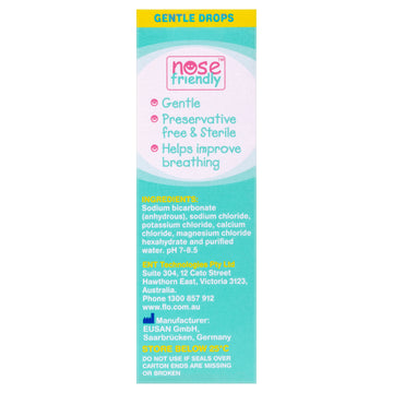 Flo Baby Saline Plus Nasal Drops Non Medicated Allergies Nose Decongestant 15mL