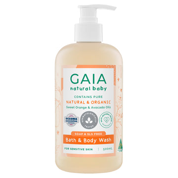 Gaia Natural Baby Organic Bath & Body Wash 500mL Sensitive Skin Care Liquid Soap