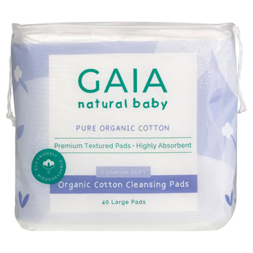 Gaia Natural Baby Organic Cotton Large Face Cleansing Pads Cushion Soft 40 Pack