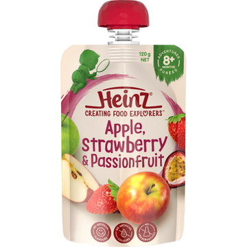 Heinz Apple Strawberry & Passionfruit 120g 8+ Months Baby Puree Feeding Food