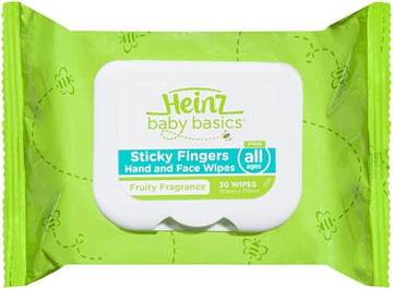 Heinz Baby Basics Sticky Fingers Hand & Face Facial Wipes Fragrance Free 30 Pack