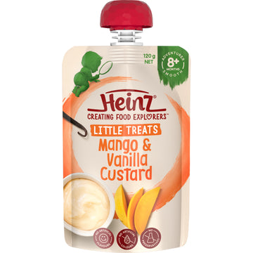 Heinz Little Treats Mango & Vanilla Custard 120g 8+ Baby Smooth Feeding Food
