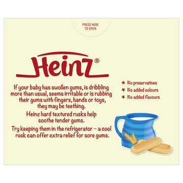 Heinz Teething Rusks 100g 6+ Months Infant Soothes Sore Gums Biscuits Snacks