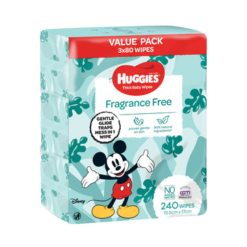 Huggies Thick Baby Wet Wipes Soft Fragrance Alcohol Free Hypoallergenic 240 Pack