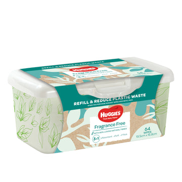 Huggies Thick Baby Wet Wipes Soft Fragrance Free Refillable Storage Tub 64 Pack