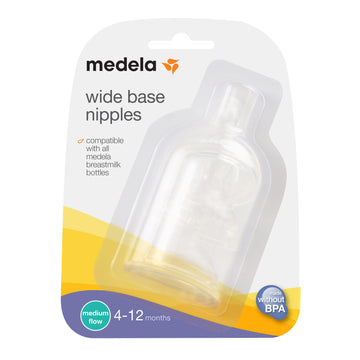 Medela Wide Base Nipples Medium Flow Silicone Teats 4-12 Months BPA Free 3 Pack