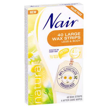Nair Nat Wax Strips Large 40Pk