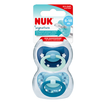 NUK Signature Orthodontic Silicone Soother 6-18 Months Dummy Pacifier 2 Pack