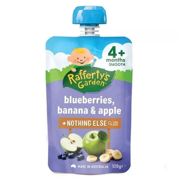 Rafferty's Garden Blueberries Banana & Apple 120g 4+ Months Baby Smooth Puree