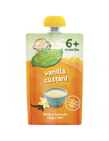 Rafferty's Garden Vanilla Custard 120g 6+ Months Baby Smooth Puree Feeding Food