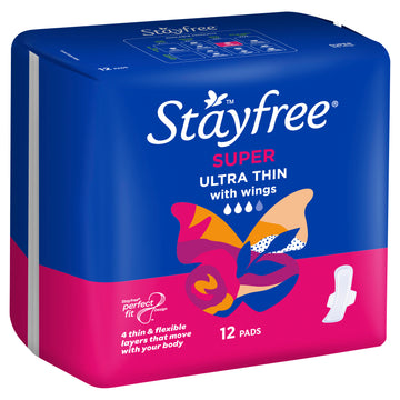 Stayfree Pad U/Thin Super Wing 12Pk