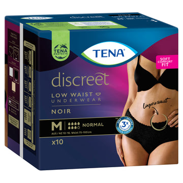 Tena Pant Black Low/W Med 10Pk