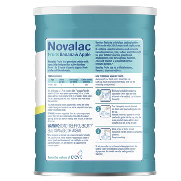 Novalac Fruits Premium Toddler Milk With Banana & Apple 800g 1+ Baby Formula