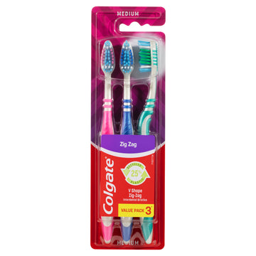 Colgate Zigzag Adult Med T/B 3Pk