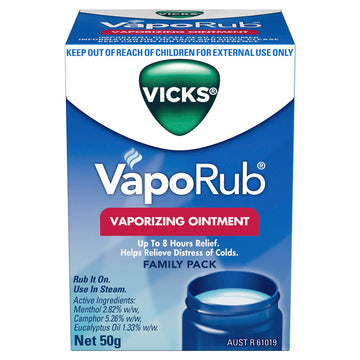 Vicks Vaporub Chest Rub And Vaporising Ointment Cough Nasal Decongestant 50g