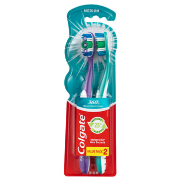 Colgate 360 Degree Adult Med T/B 2Pk