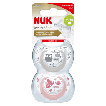 NUK Genius Colour Orthodontic Plus Soother 18-36 Months Dummy Pacifier 2 Pack