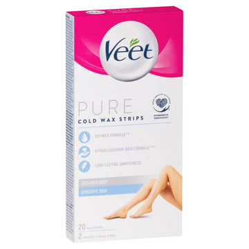 Veet Pure Leg Wax Strips 20Pk