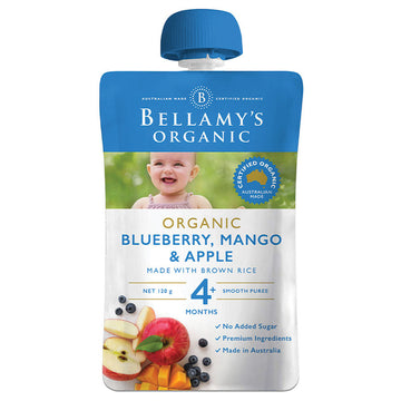 Bellamy's Organic Blueberry Mango & Apple 120g 4+ Months Infant Smooth Puree