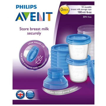 Philips Avent Via Breast Milk Reusable Storage Cups Containers 10 Pack 180mL