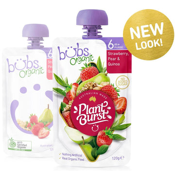 Bubs Organic Strawberry Pear & Quinoa Pouch 120g 6+ Months Puree Infant Food