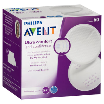 Philips Avent Disposable Breast Pads 60 Pack Baby Feeding Ultra Dry Absorbent